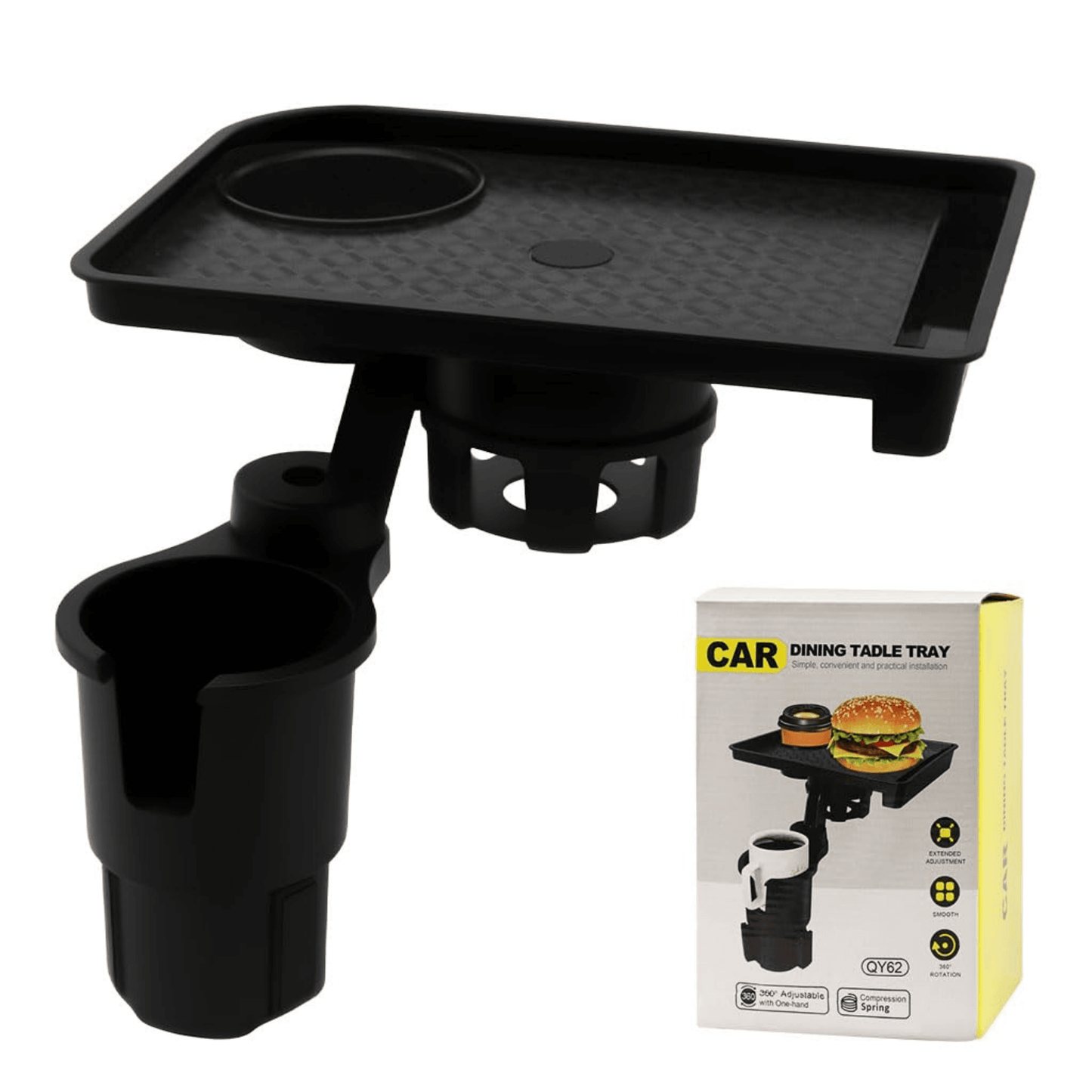 Car Cup Holder Expander with Detachable Food Tray - Autotrendix