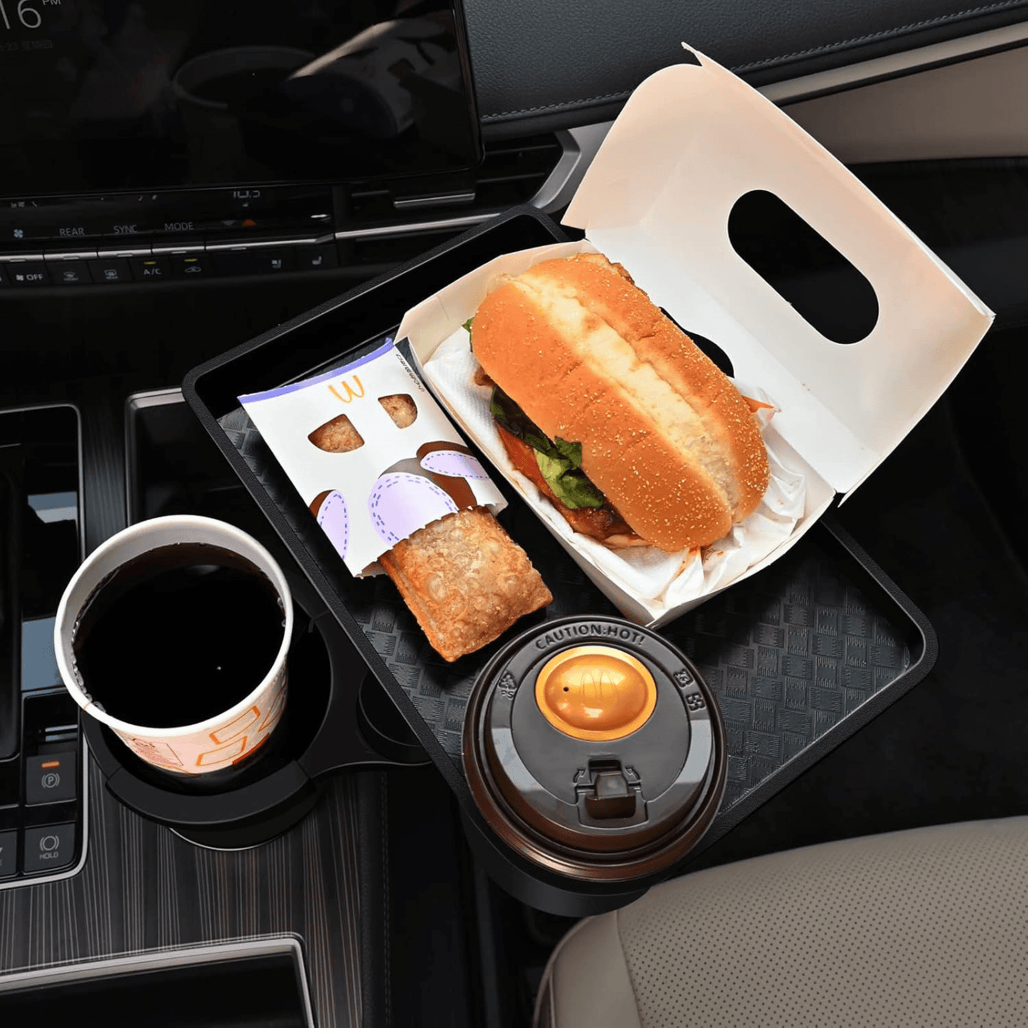 Car Cup Holder Expander with Detachable Food Tray - Autotrendix