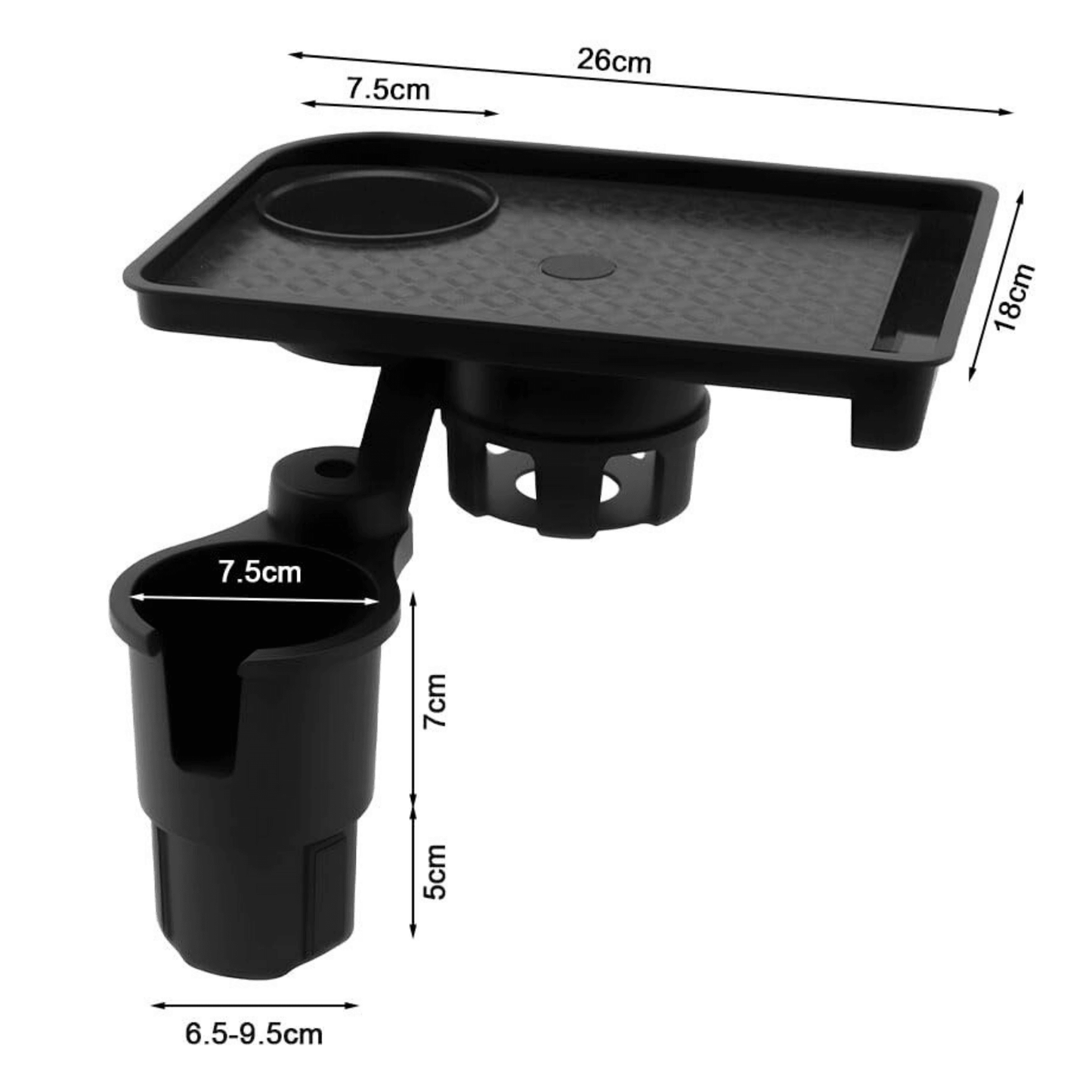 Car Cup Holder Expander with Detachable Food Tray - Autotrendix
