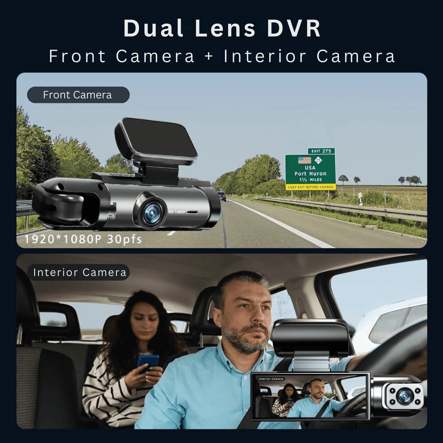 Dual-Lens Dash Camera with HD Night Vision - Autotrendix