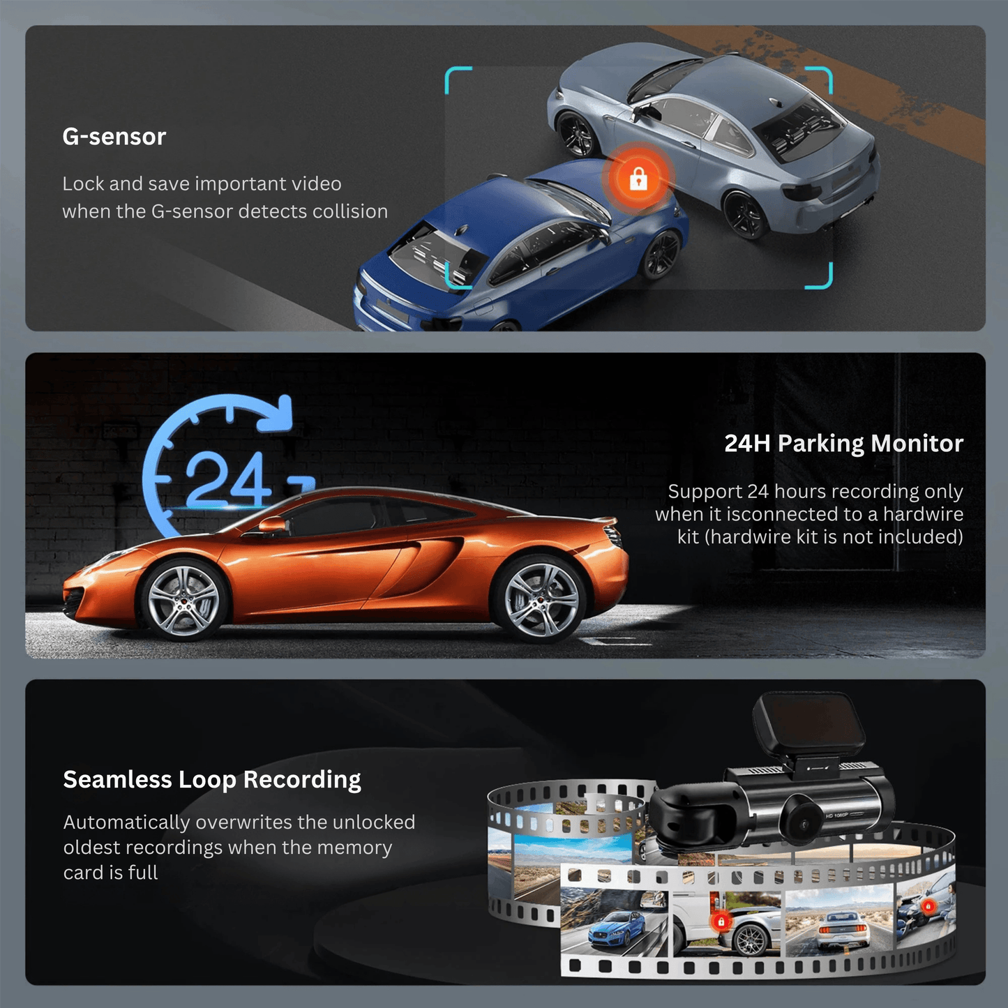 Dual-Lens Dash Camera with HD Night Vision - Autotrendix