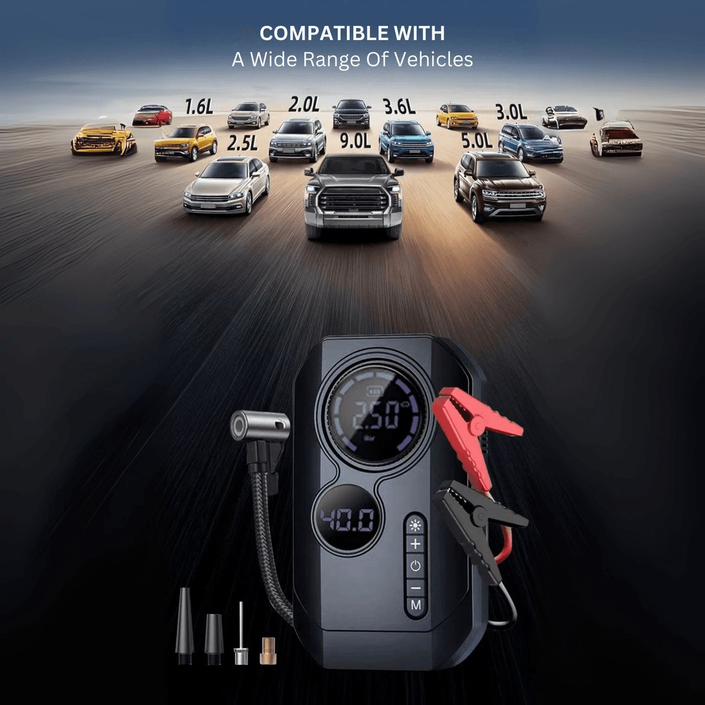 Portable Car Jump Starter & Air Compressor - Autotrendix