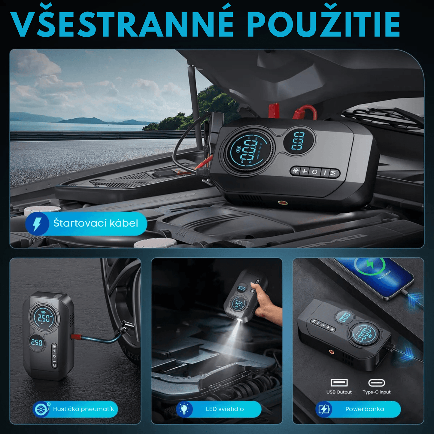 Portable Car Jump Starter & Air Compressor - Autotrendix
