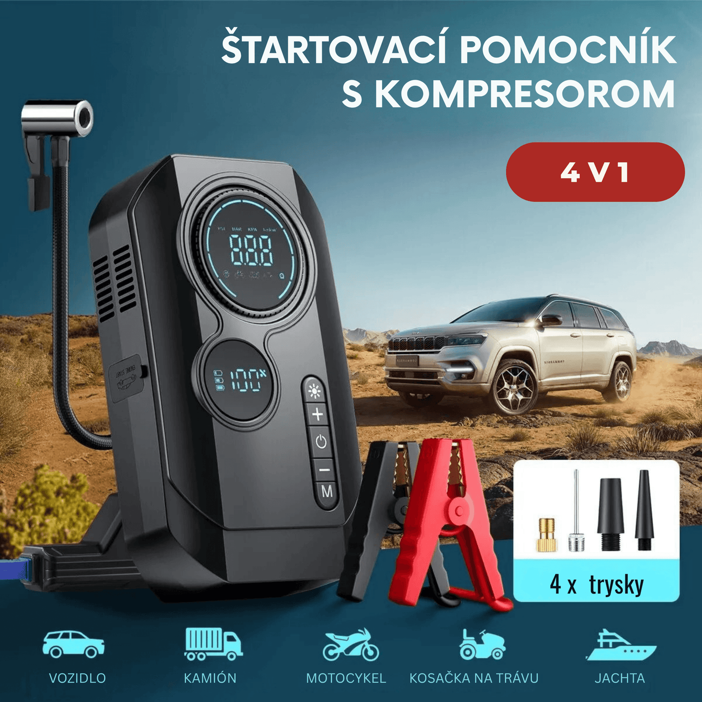 Portable Car Jump Starter & Air Compressor - Autotrendix