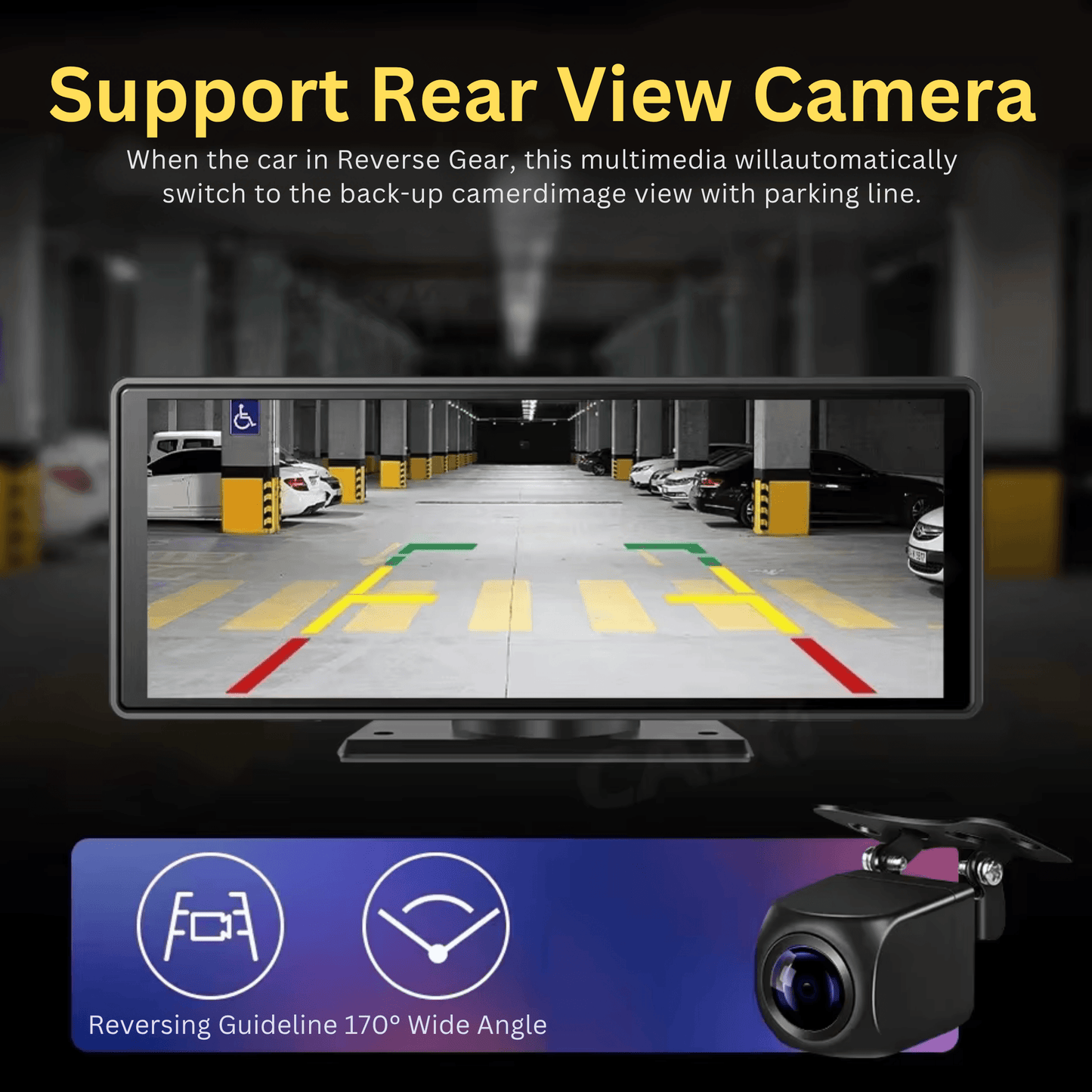 Portable CarPlay Screen with Rotatable 4K Dash Camera - Autotrendix