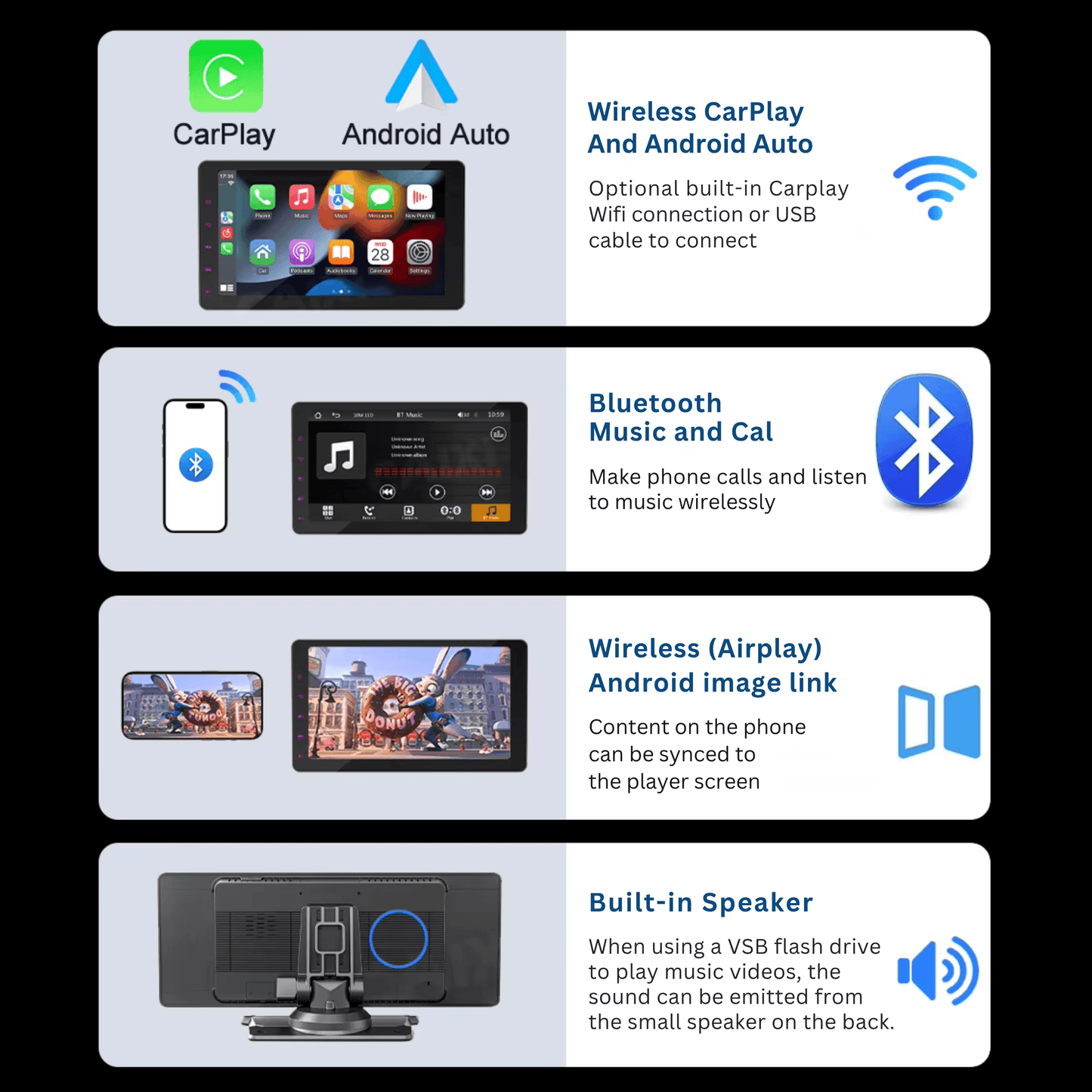 Portable CarPlay Screen with Rotatable 4K Dash Camera - Autotrendix