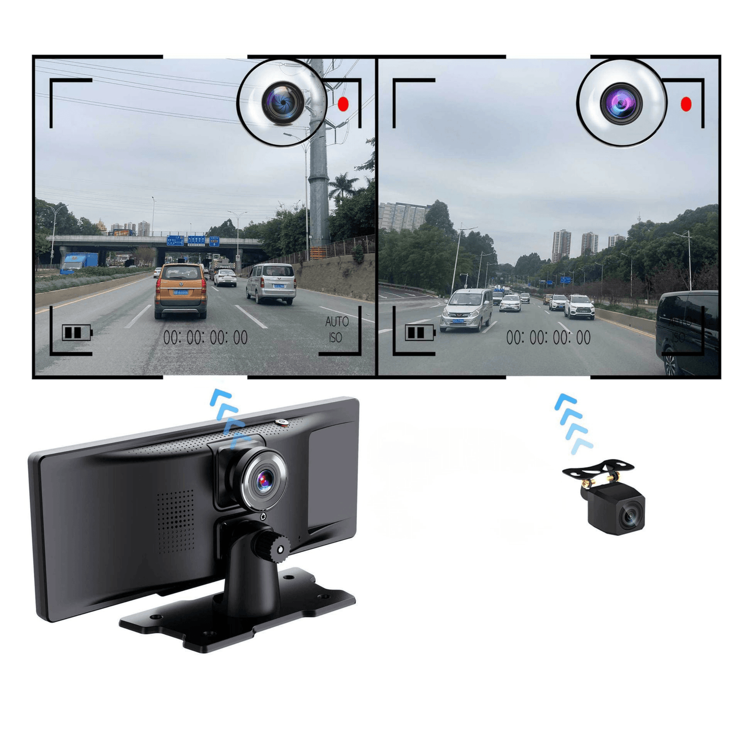 Portable CarPlay Screen with Rotatable 4K Dash Camera - Autotrendix
