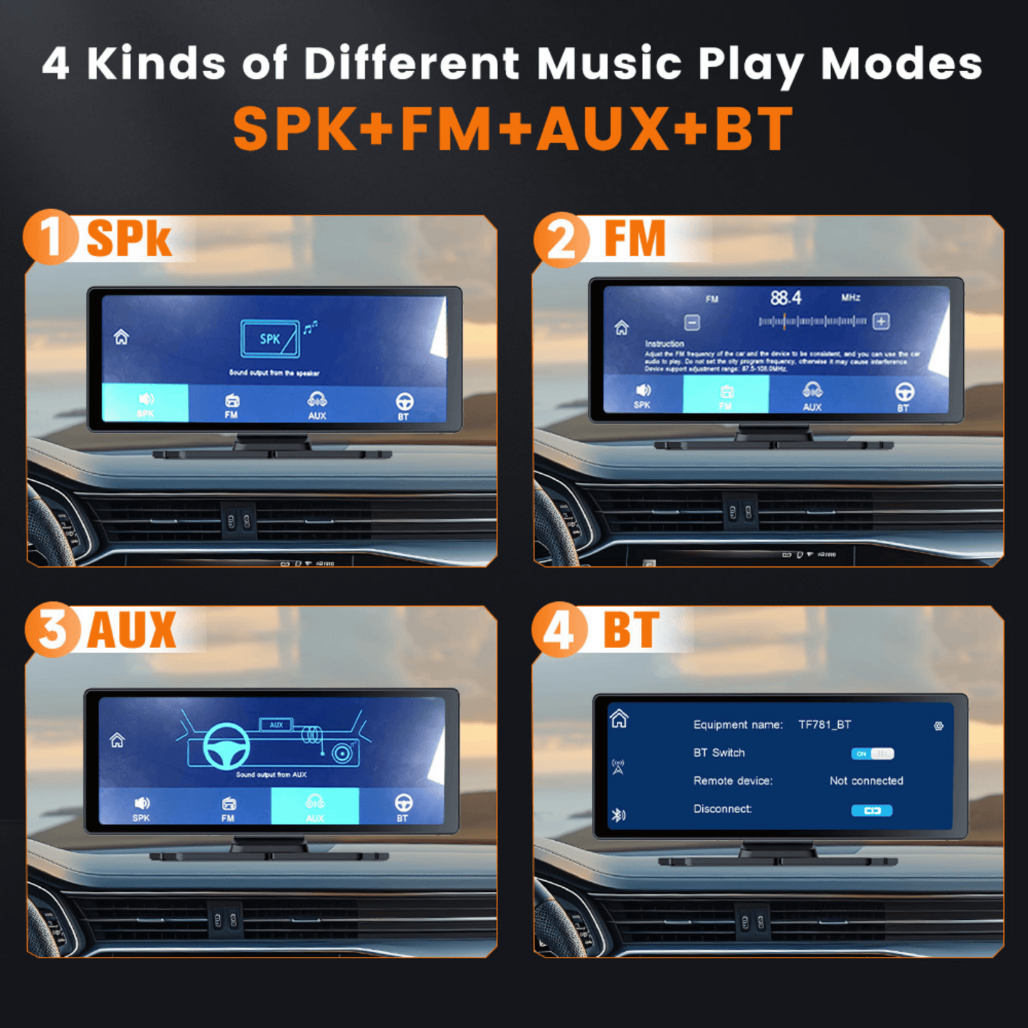 Portable CarPlay Screen with Rotatable 4K Dash Camera - Autotrendix