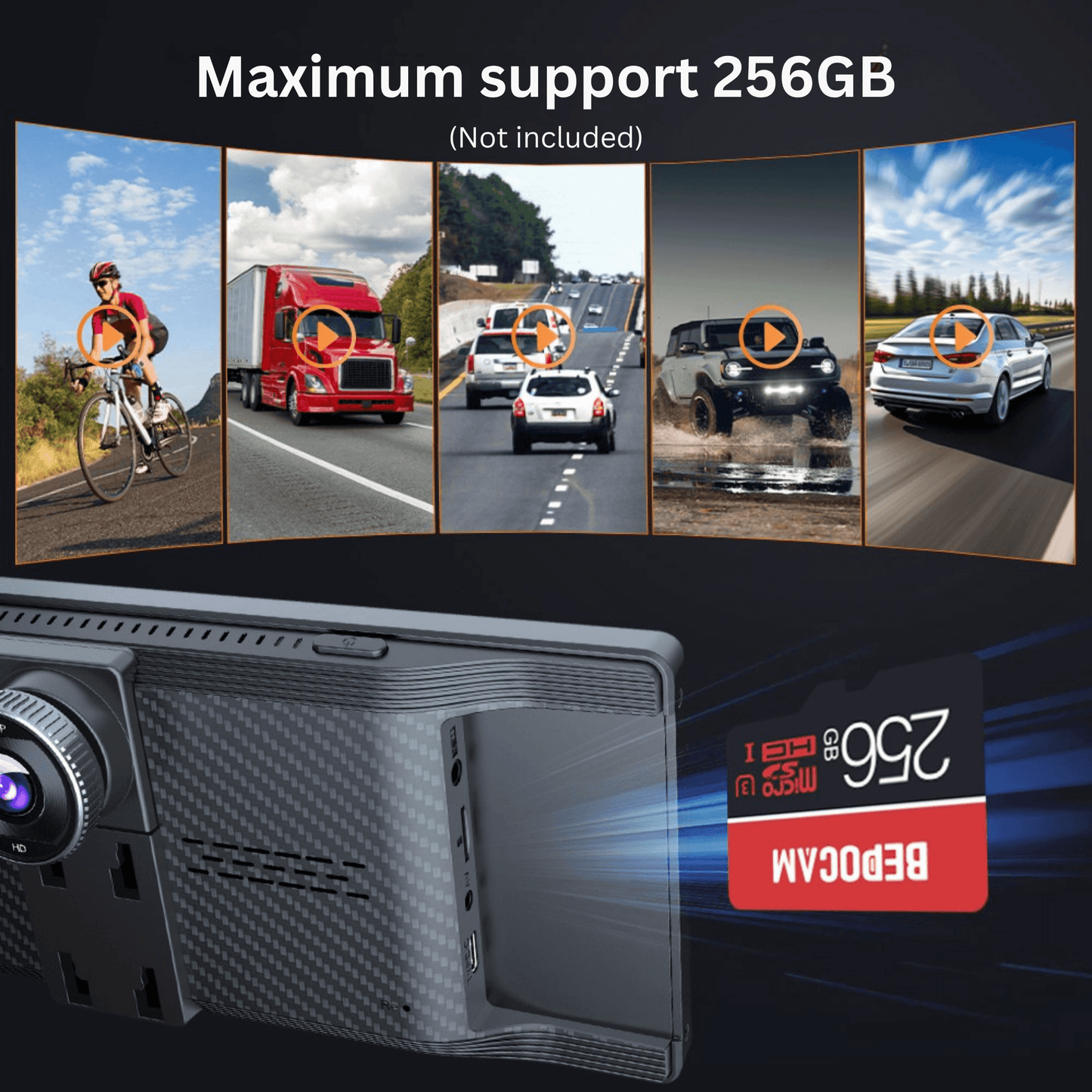 Portable CarPlay Screen with Rotatable 4K Dash Camera - Autotrendix