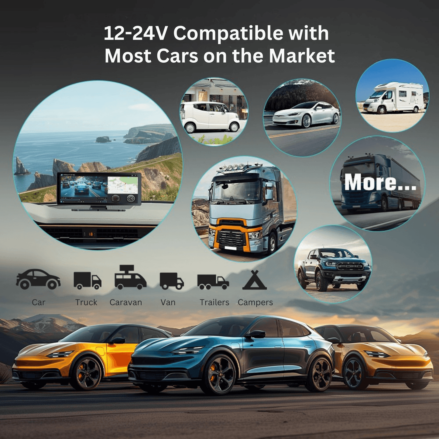 Portable CarPlay Screen with Rotatable 4K Dash Camera - Autotrendix