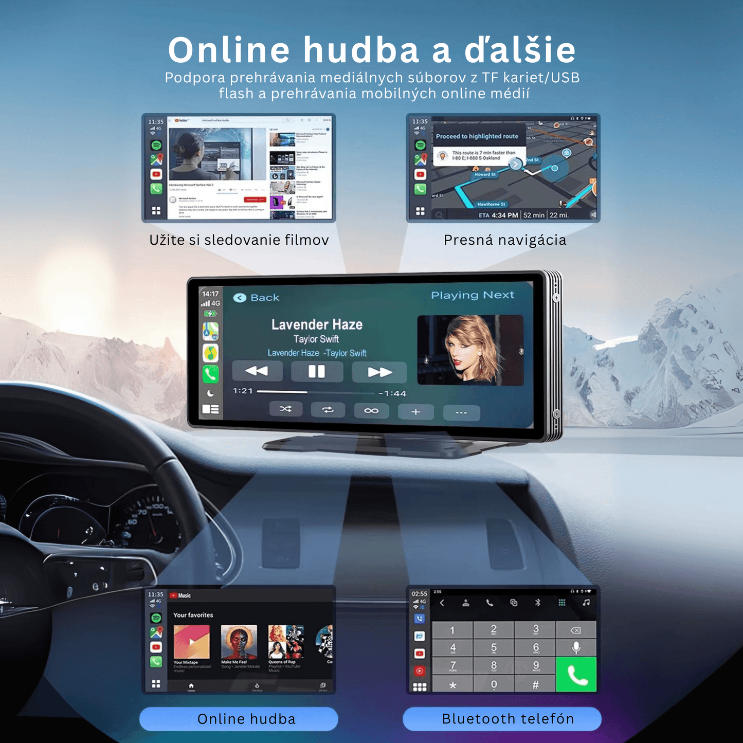 Portable CarPlay Screen with Rotatable 4K Dash Camera - Autotrendix
