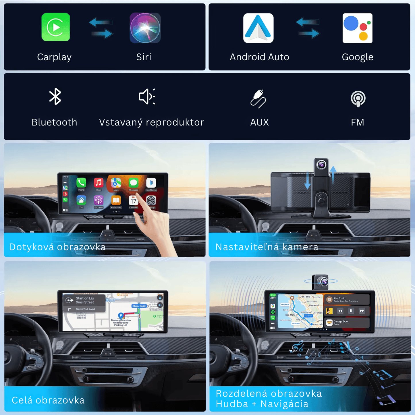 Portable CarPlay Screen with Rotatable 4K Dash Camera - Autotrendix