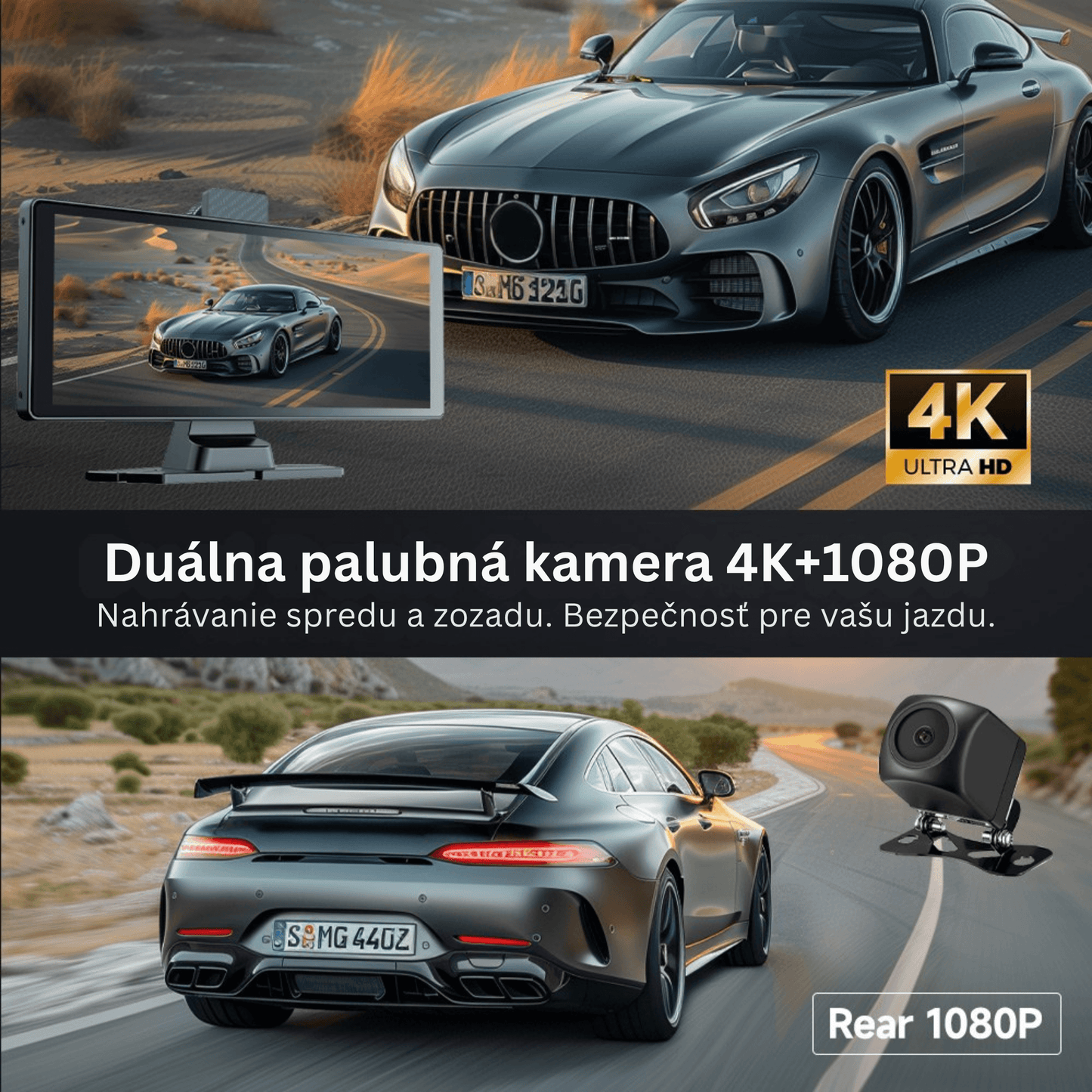 Portable CarPlay Screen with Rotatable 4K Dash Camera - Autotrendix