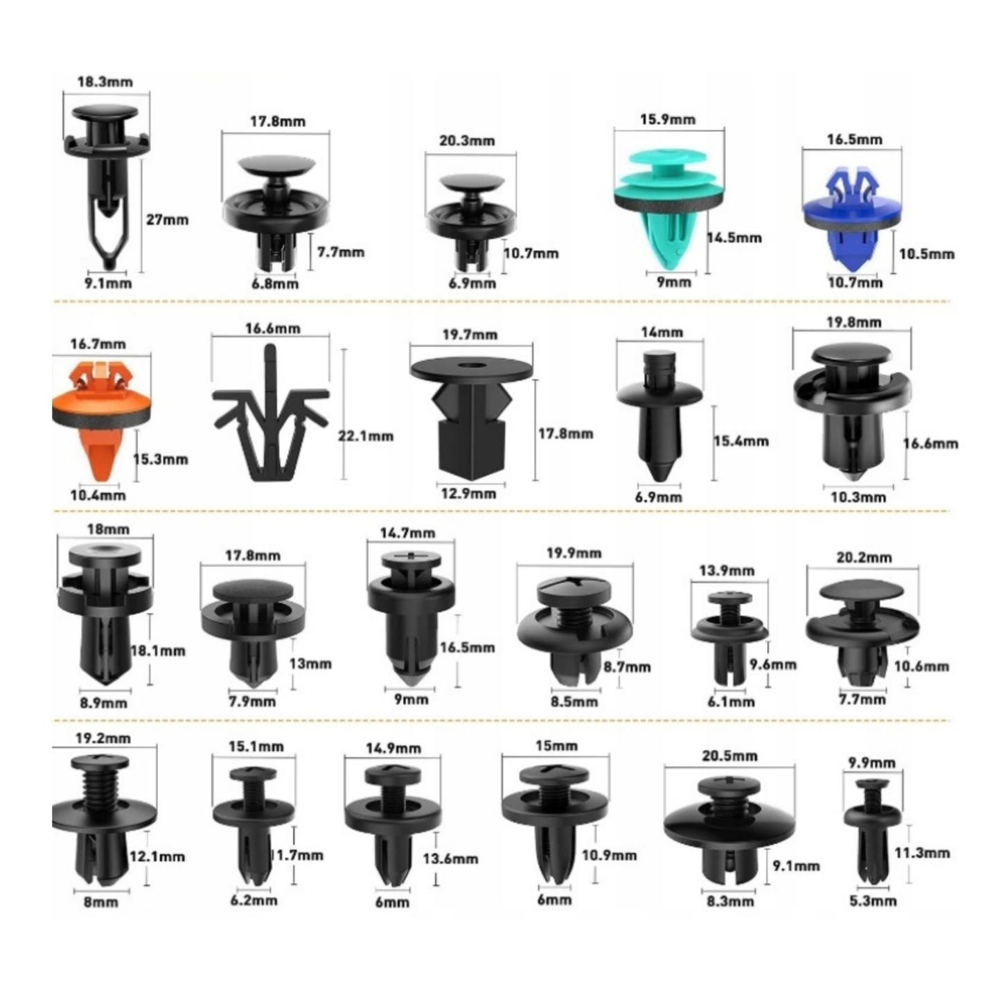 Auto Fastener Clips Kit 680 pcs