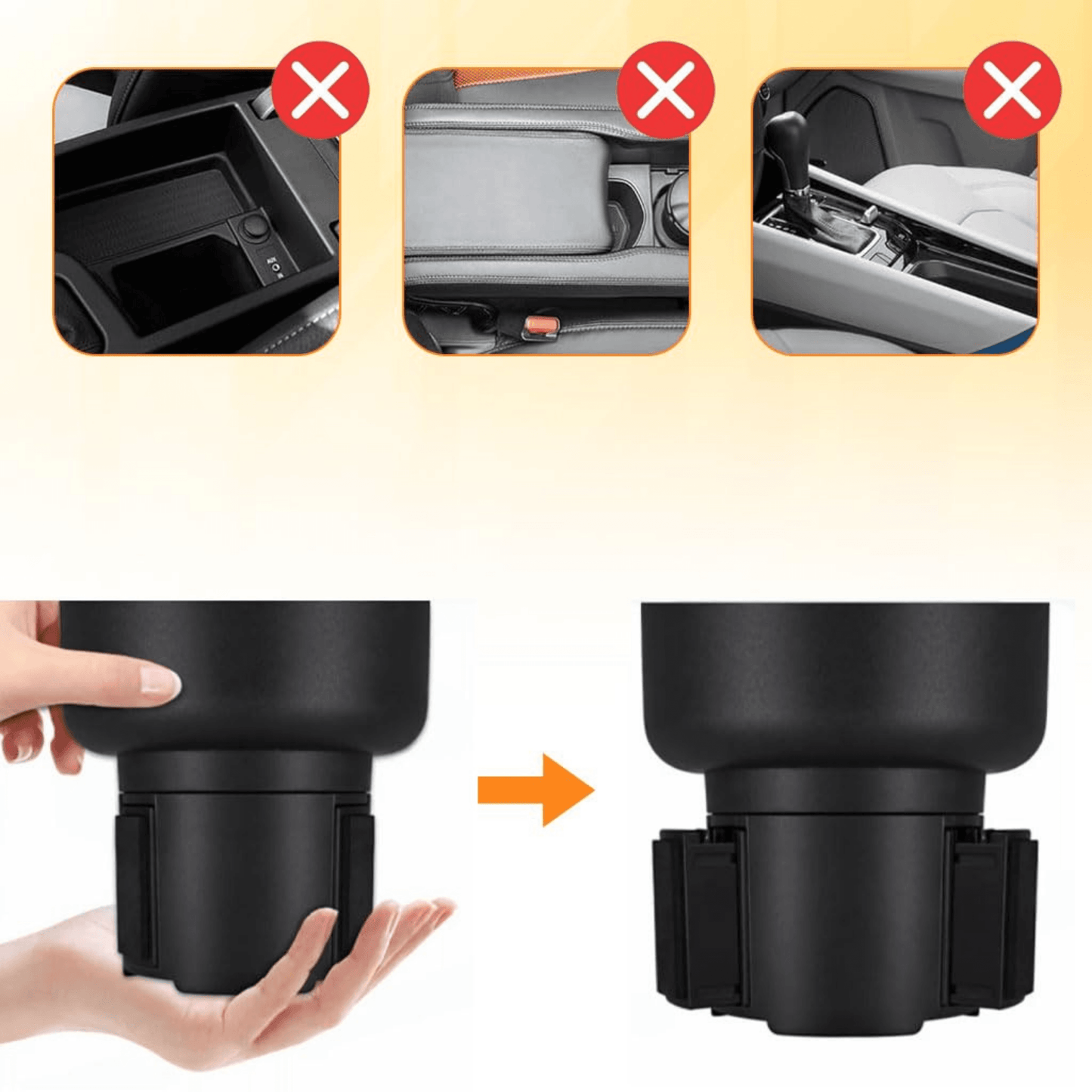 Car Cup Holder Expander with Detachable Food Tray - Autotrendix