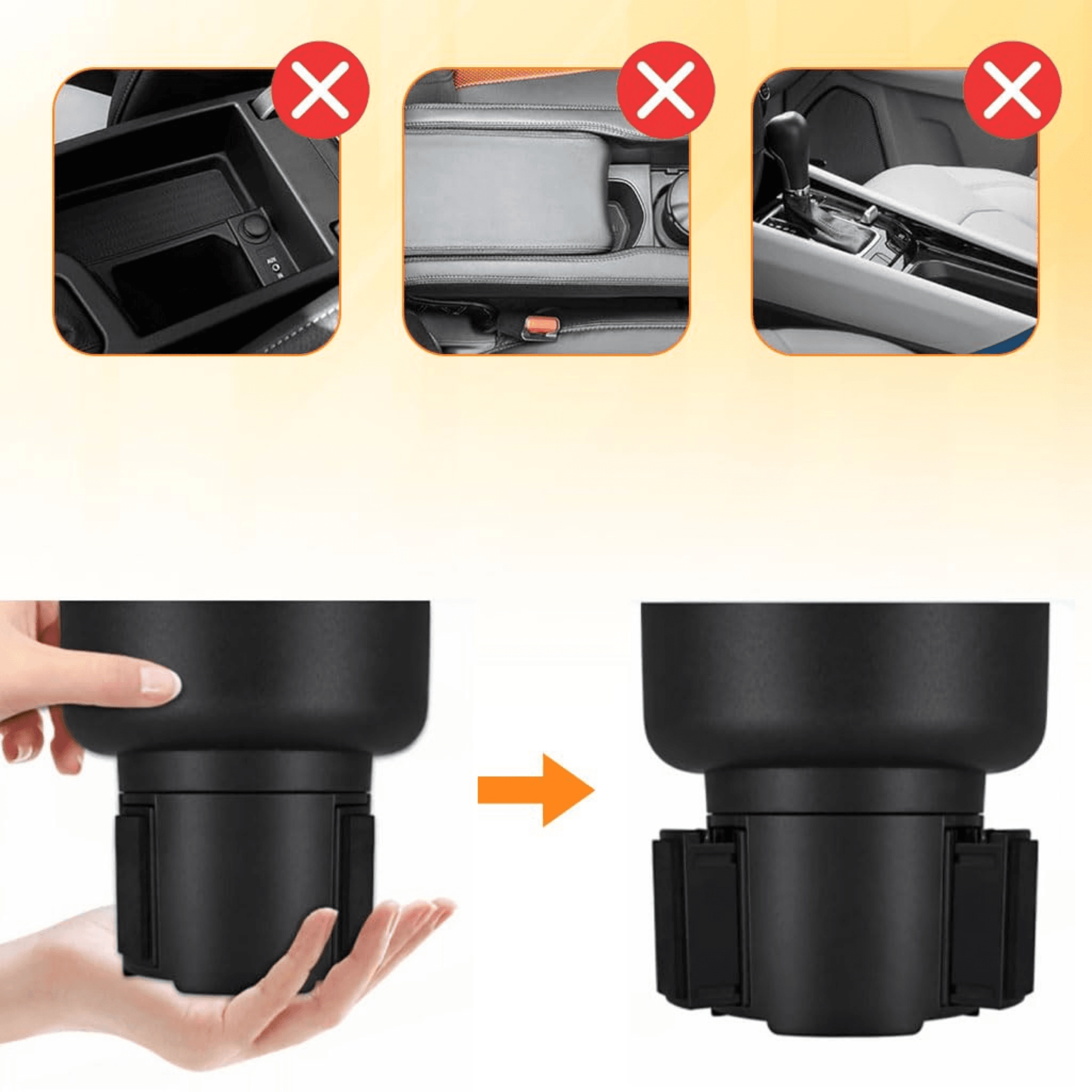 Car Cup Holder Expander with Detachable Food Tray - Autotrendix