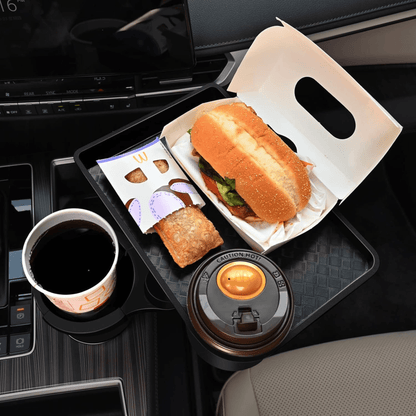 Car Cup Holder Expander with Detachable Food Tray - Autotrendix