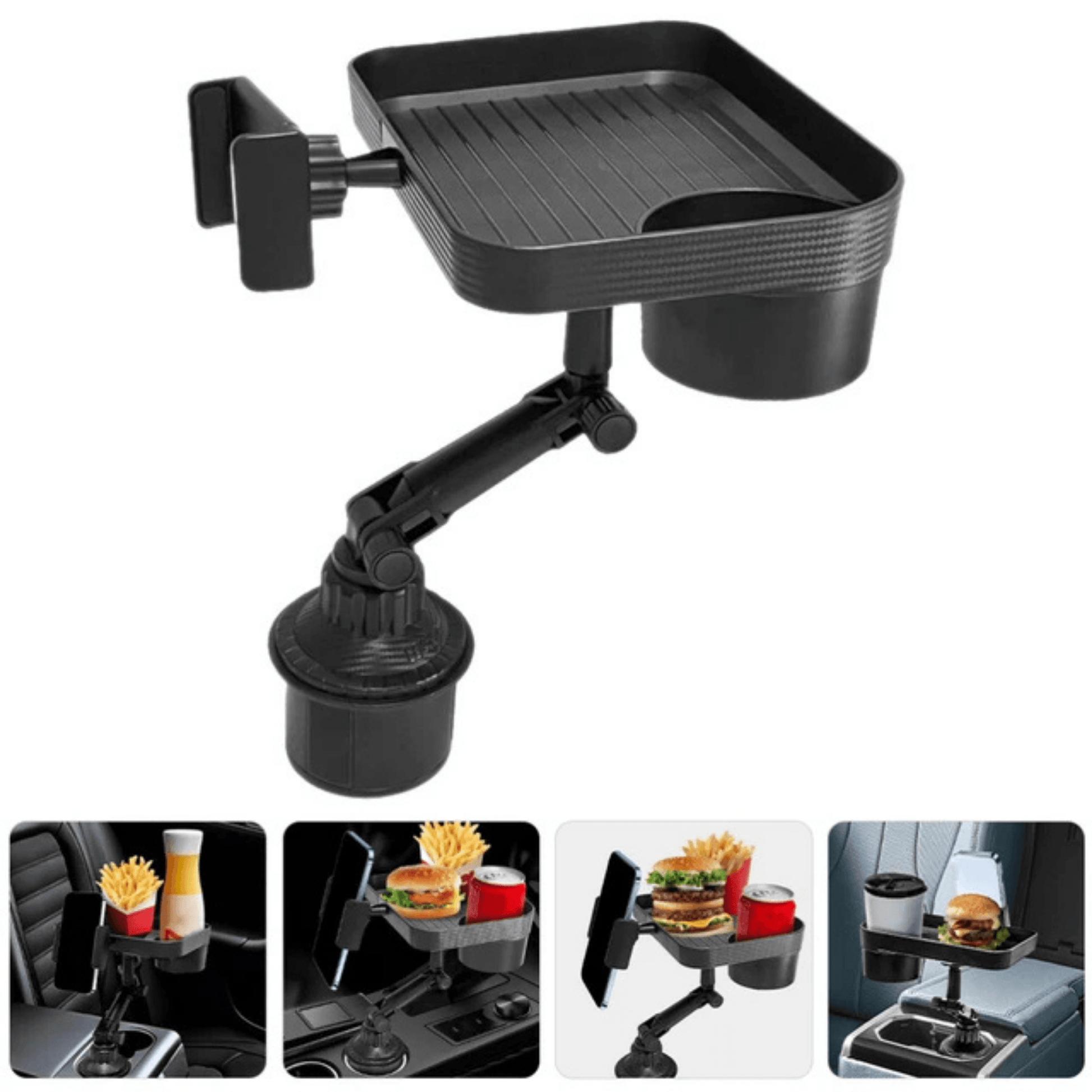 Car Cup Holder Expander with Detachable Food Tray - Autotrendix