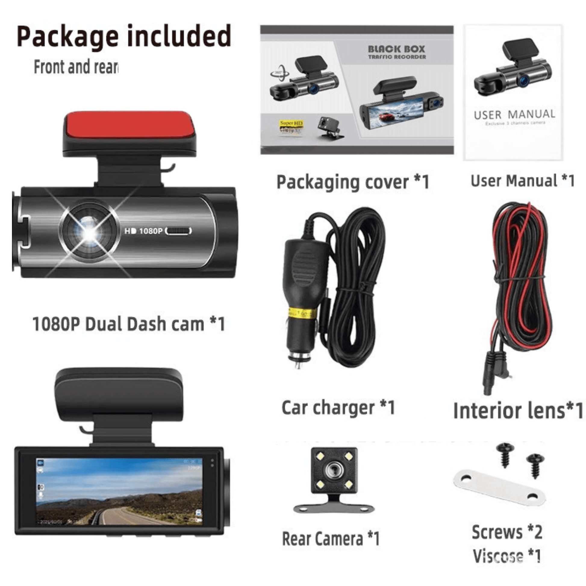 Dual-Lens Dash Camera with HD Night Vision - Autotrendix