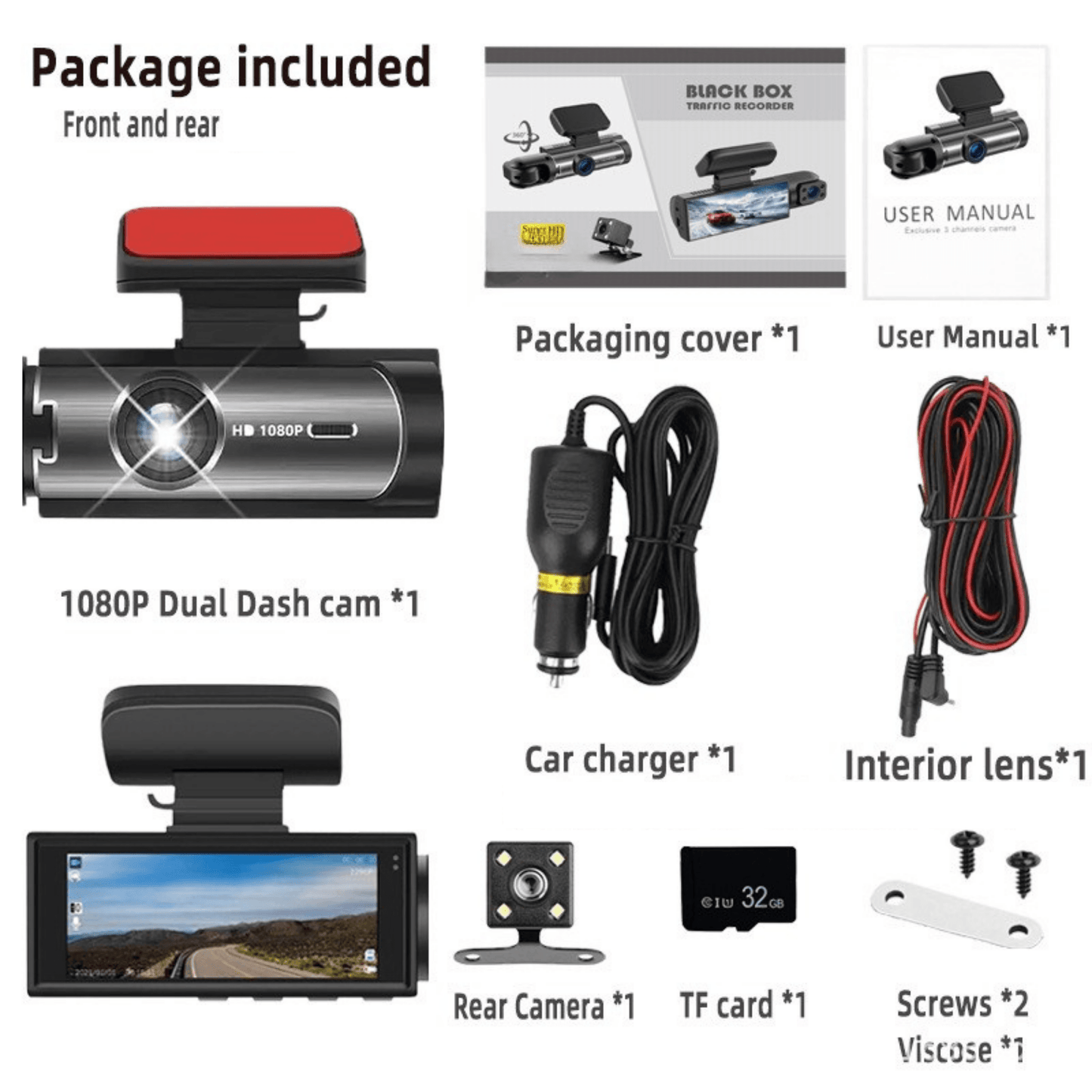 Dual-Lens Dash Camera with HD Night Vision - Autotrendix