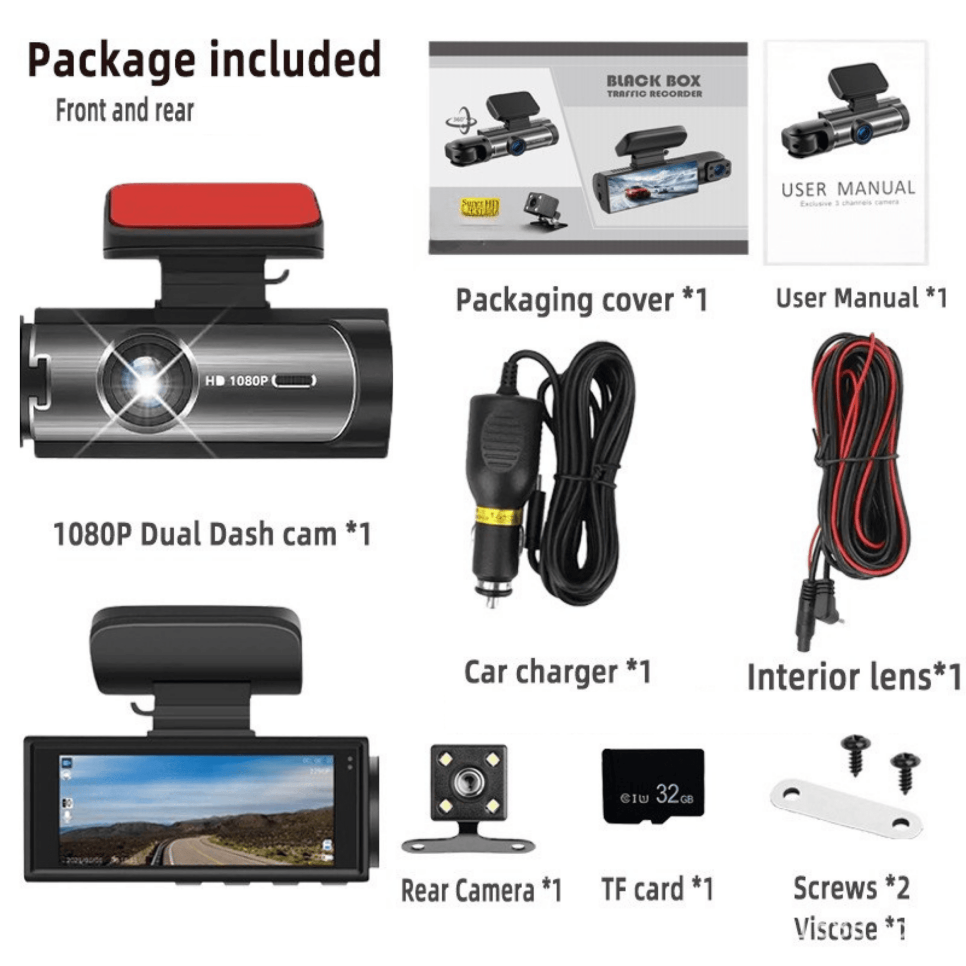 Dual-Lens Dash Camera with HD Night Vision - Autotrendix