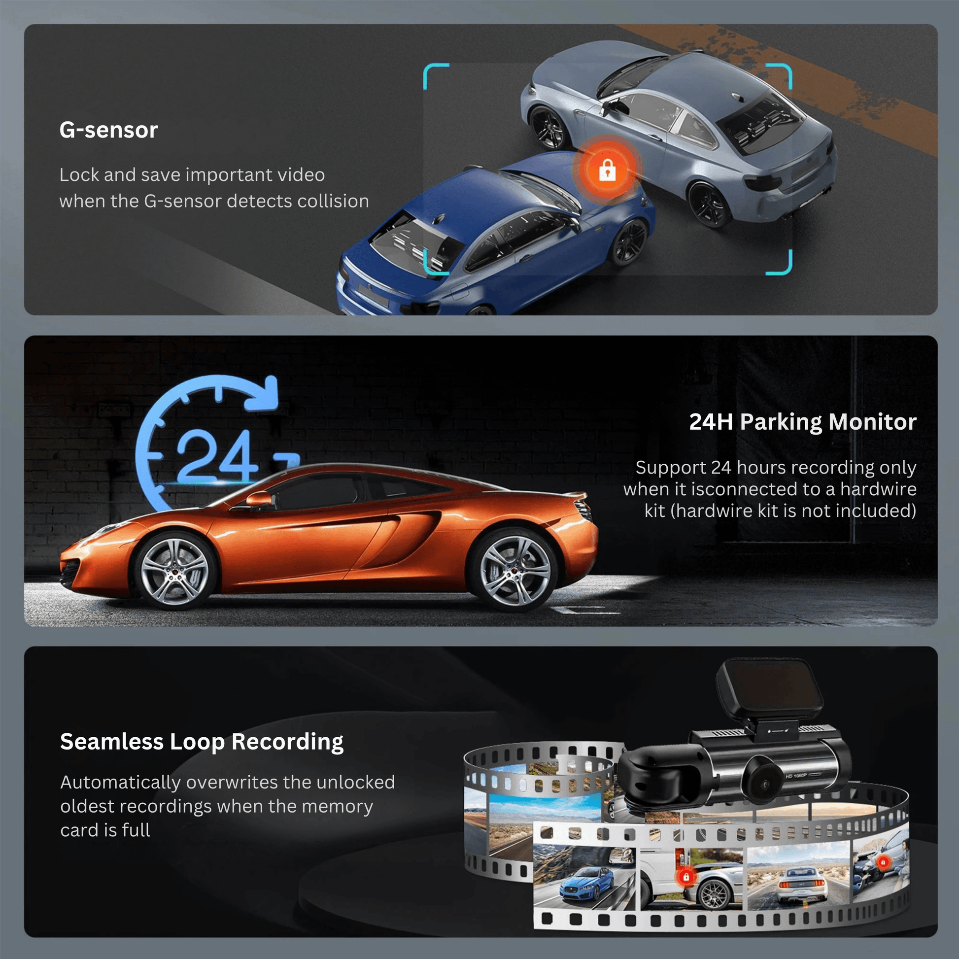 Dual-Lens Dash Camera with HD Night Vision - Autotrendix