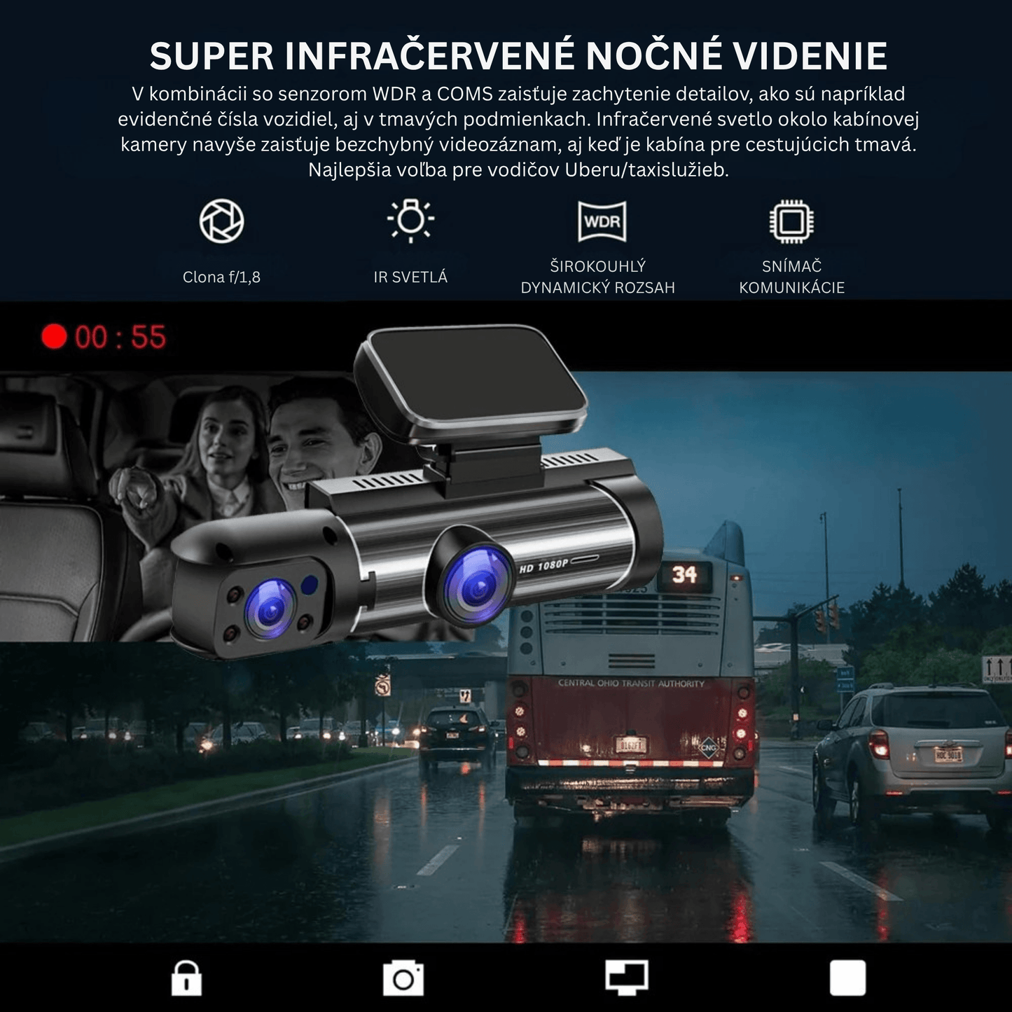 Dual-Lens Dash Camera with HD Night Vision - Autotrendix