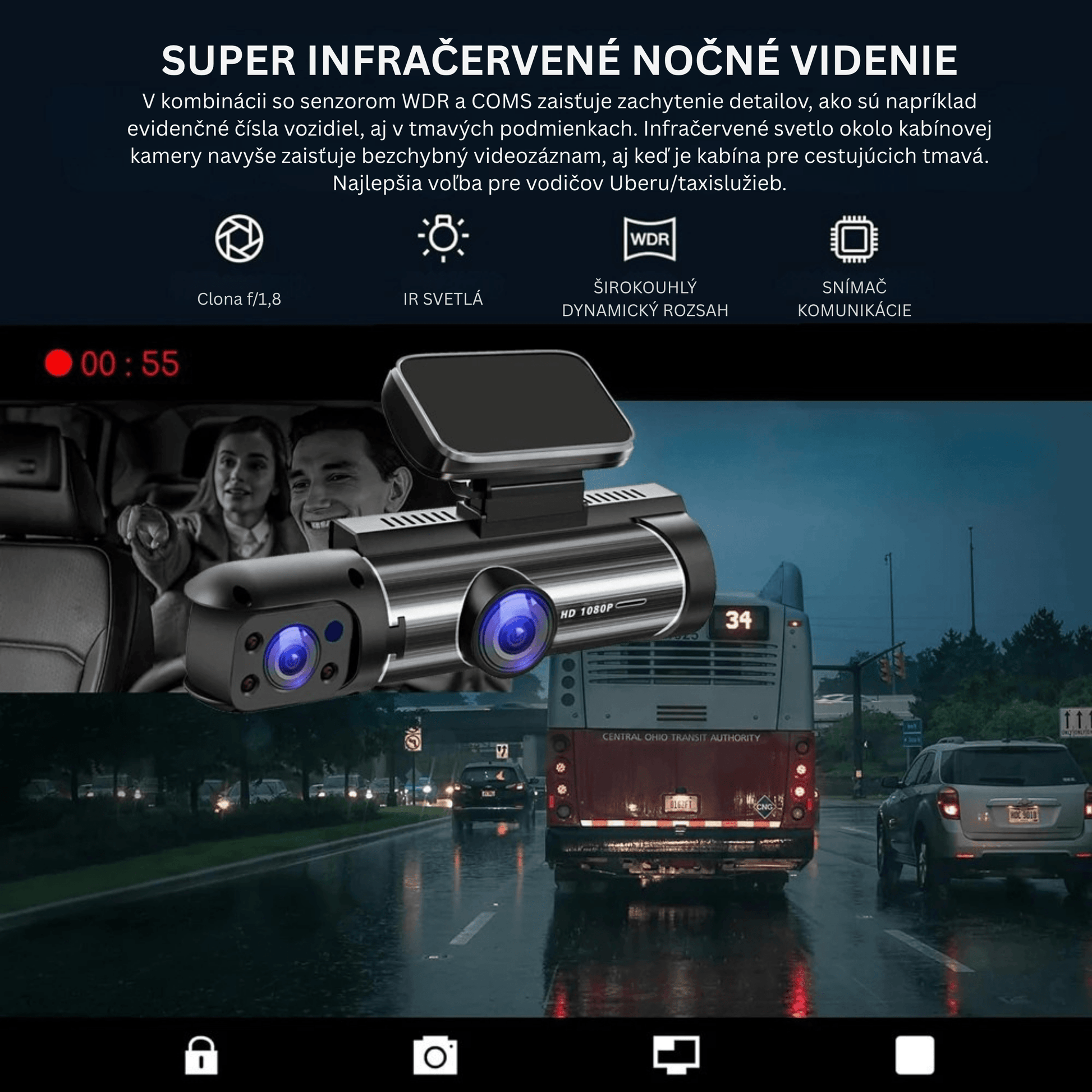 Dual-Lens Dash Camera with HD Night Vision - Autotrendix