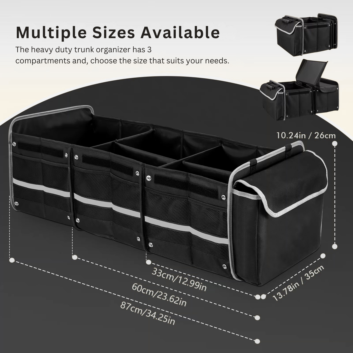 Heavy Duty 3-in-1 Car Trunk Organizer with Cooler Bag