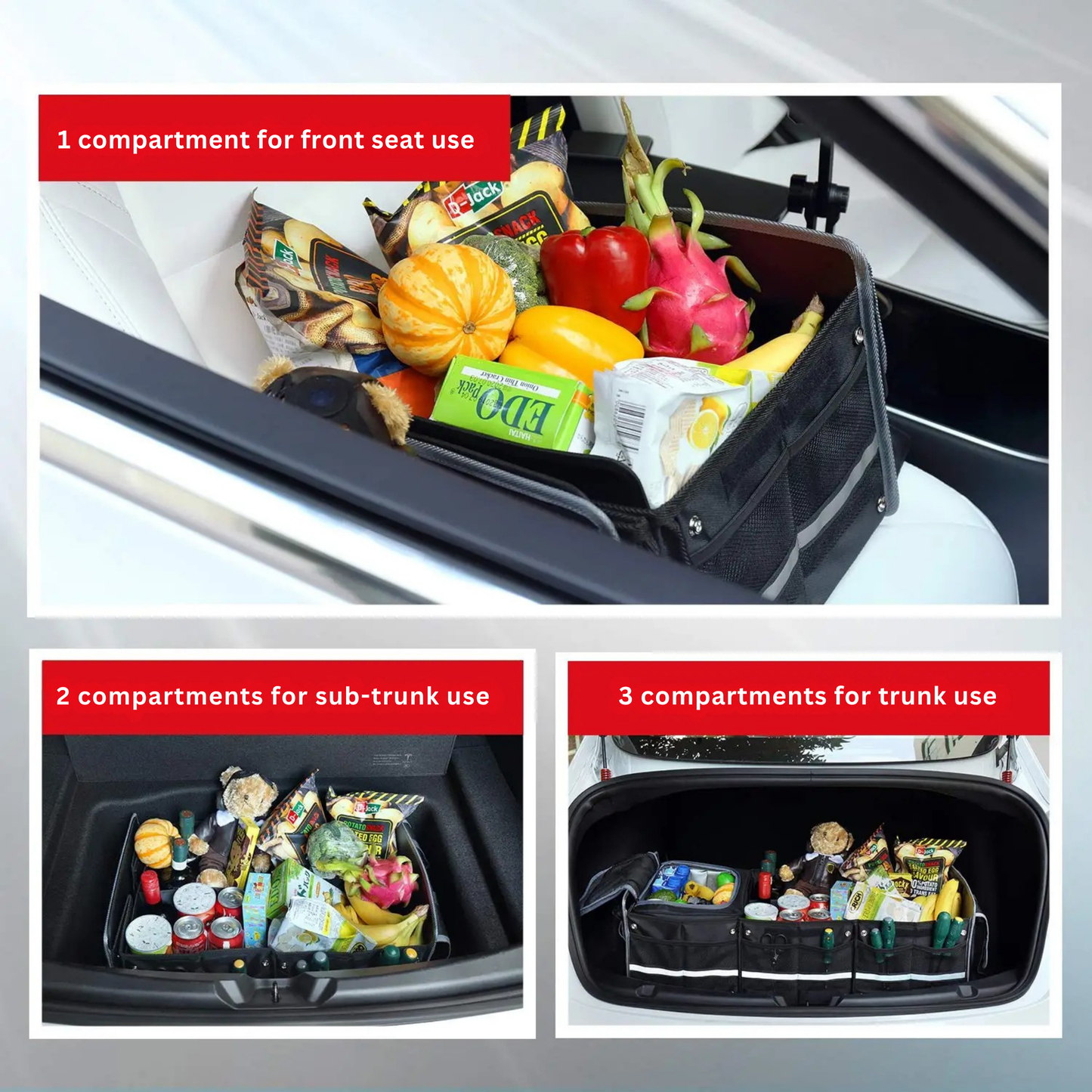 Heavy Duty 3-in-1 Car Trunk Organizer with Cooler Bag