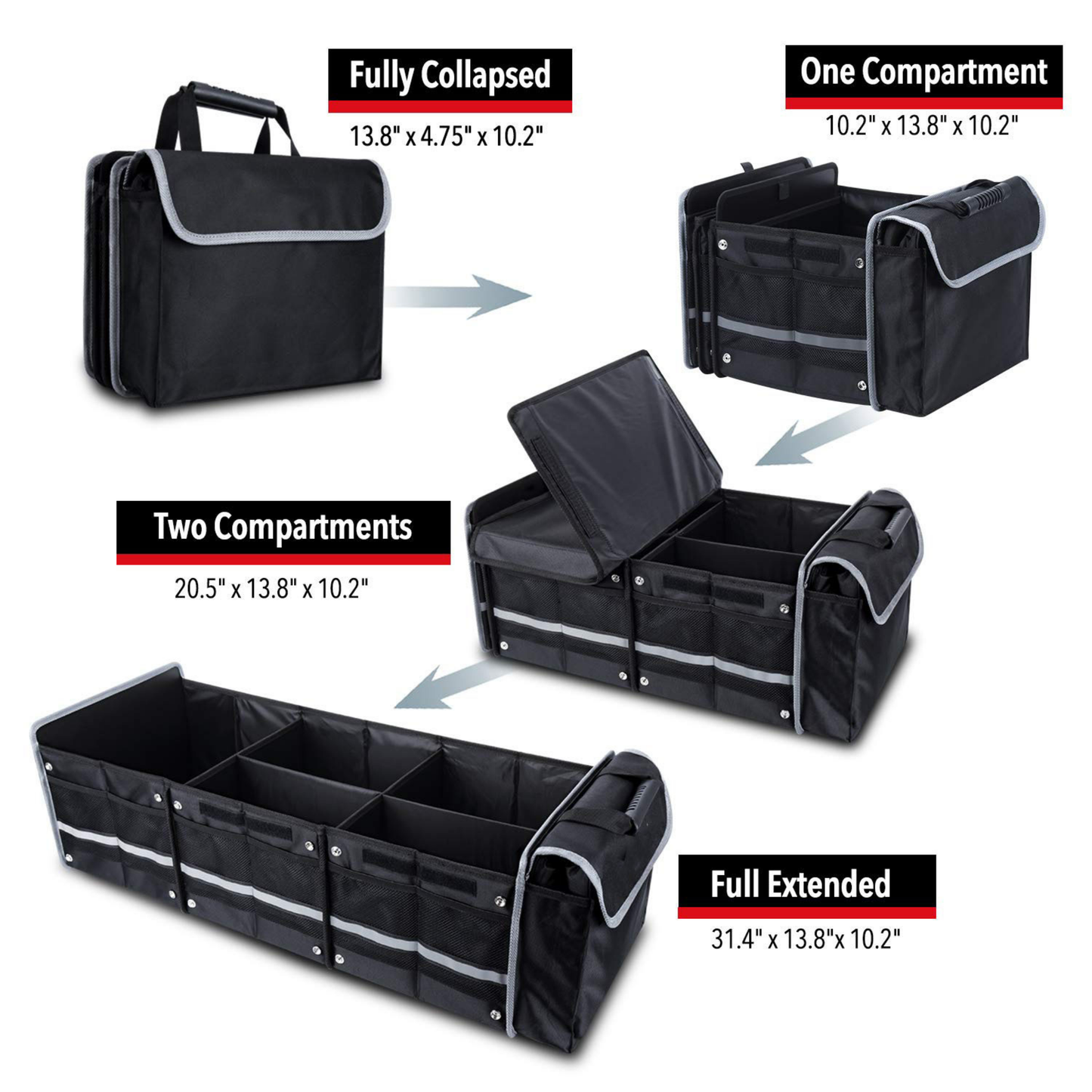 Heavy Duty 3-in-1 Car Trunk Organizer with Cooler Bag