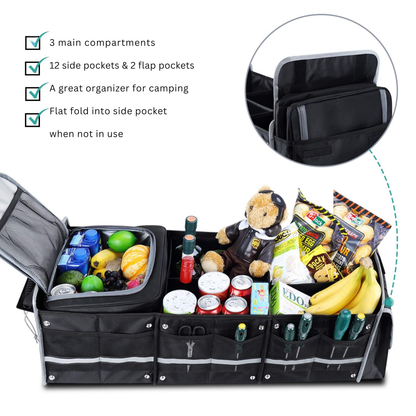 Heavy Duty 3-in-1 Car Trunk Organizer with Cooler Bag