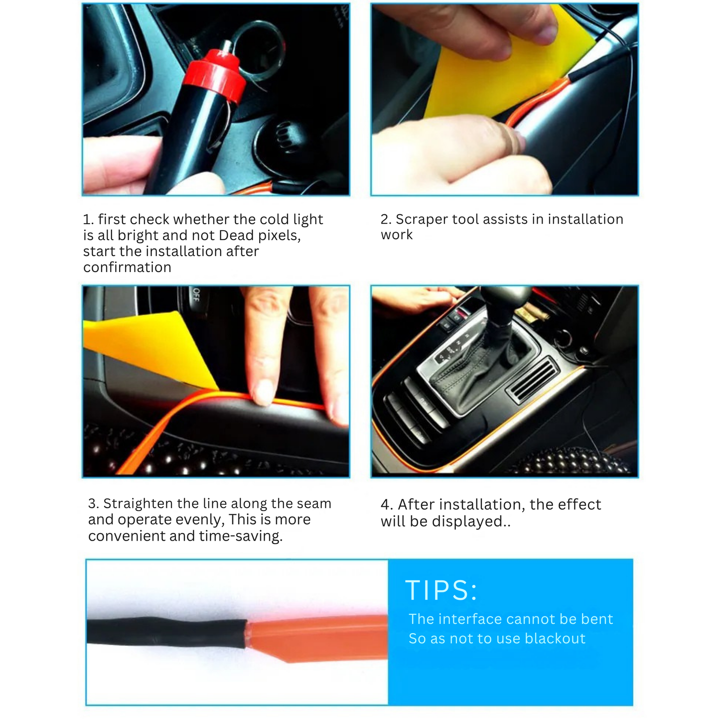 Neon LED Car Interior Lighting Strips 3m