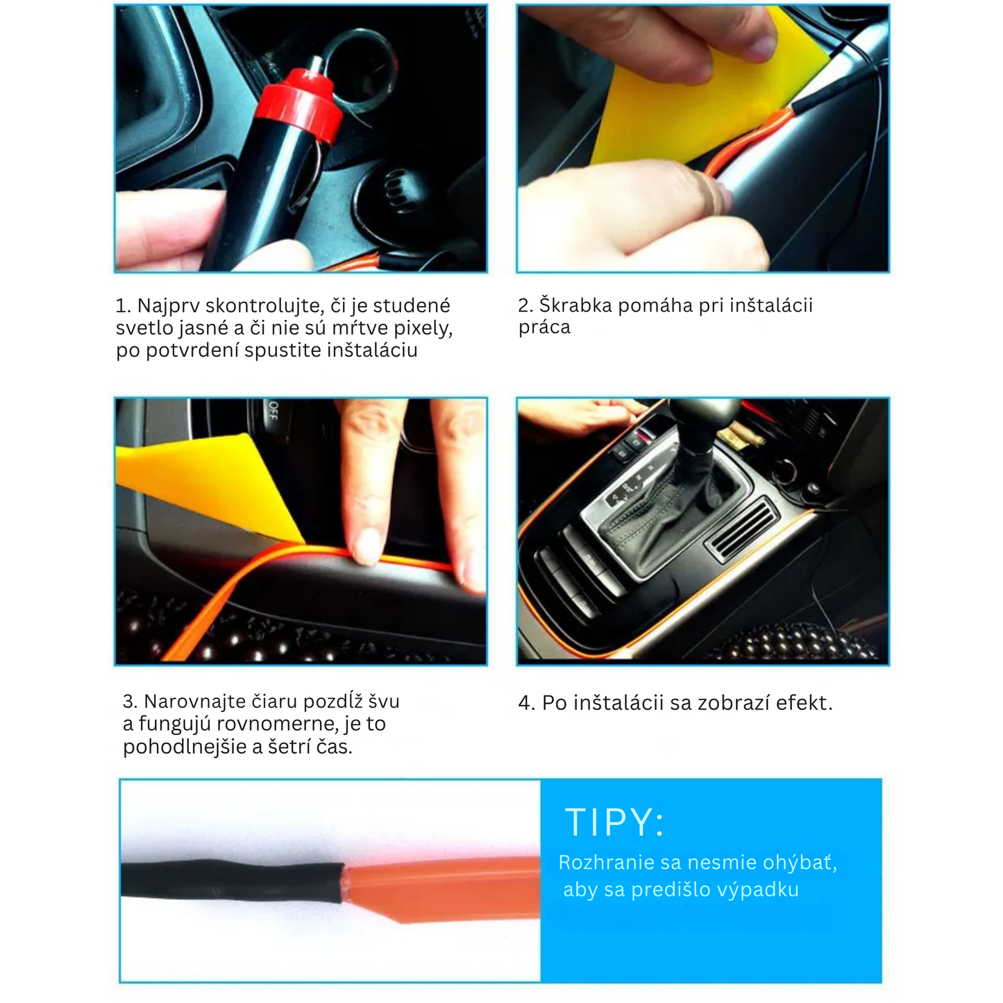Neon LED Car Interior Lighting Strips 3m