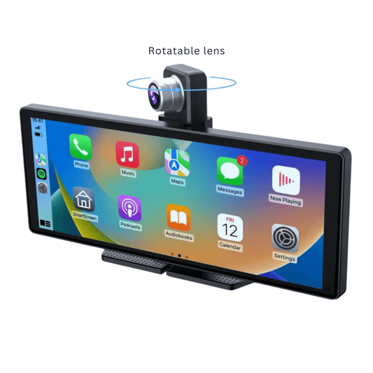 Portable CarPlay Screen with Rotatable 4K Dash Camera - Autotrendix