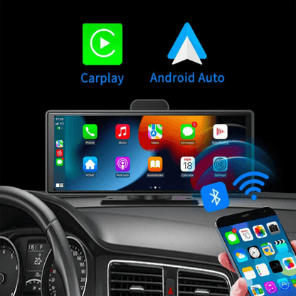 Portable CarPlay Screen with Rotatable 4K Dash Camera - Autotrendix