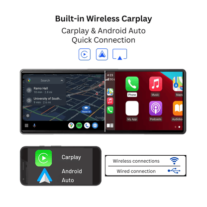 Portable CarPlay Screen with Rotatable 4K Dash Camera - Autotrendix
