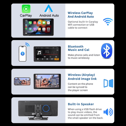 Portable CarPlay Screen with Rotatable 4K Dash Camera - Autotrendix