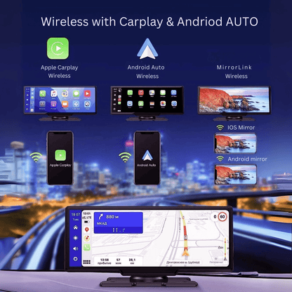 Portable CarPlay Screen with Rotatable 4K Dash Camera - Autotrendix