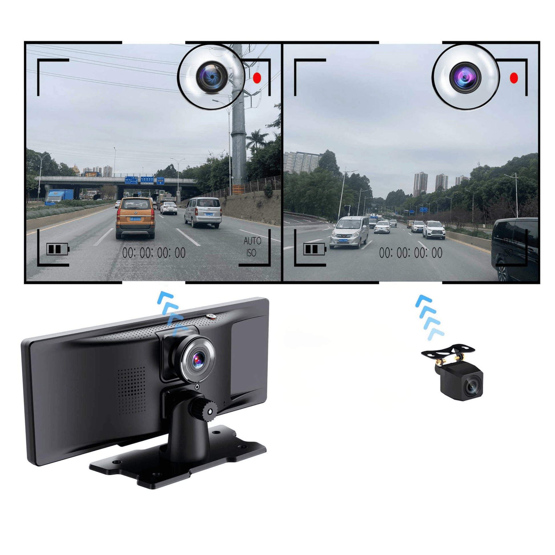 Portable CarPlay Screen with Rotatable 4K Dash Camera - Autotrendix