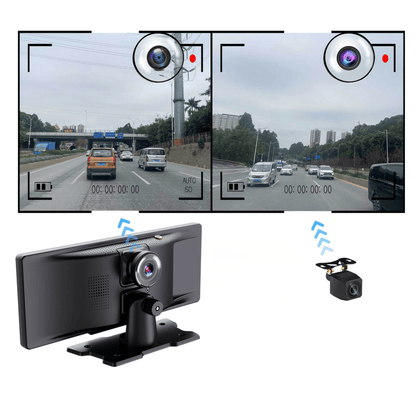 Portable CarPlay Screen with Rotatable 4K Dash Camera - Autotrendix
