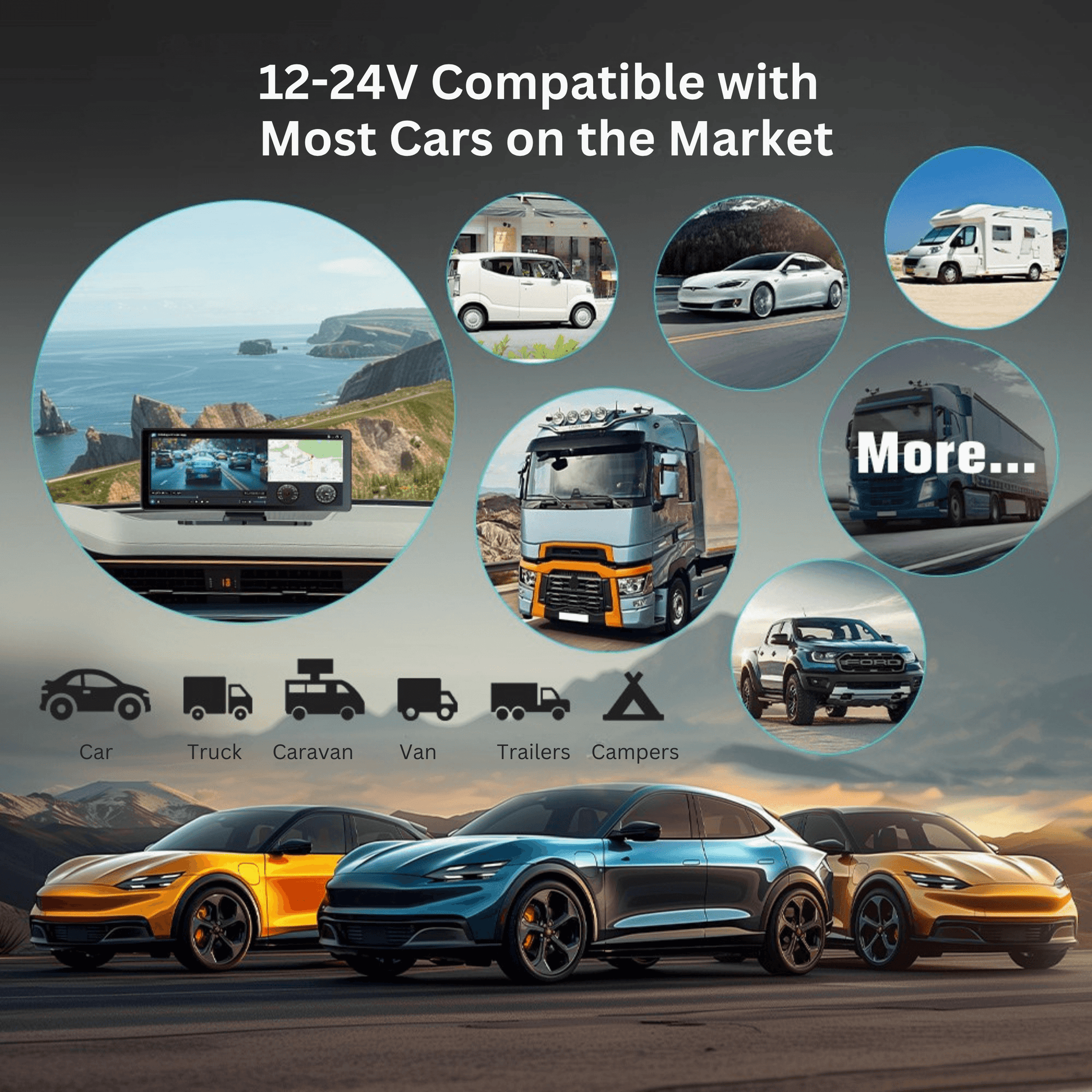 Portable CarPlay Screen with Rotatable 4K Dash Camera - Autotrendix