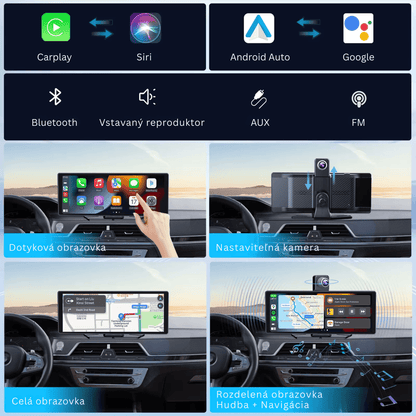Portable CarPlay Screen with Rotatable 4K Dash Camera - Autotrendix