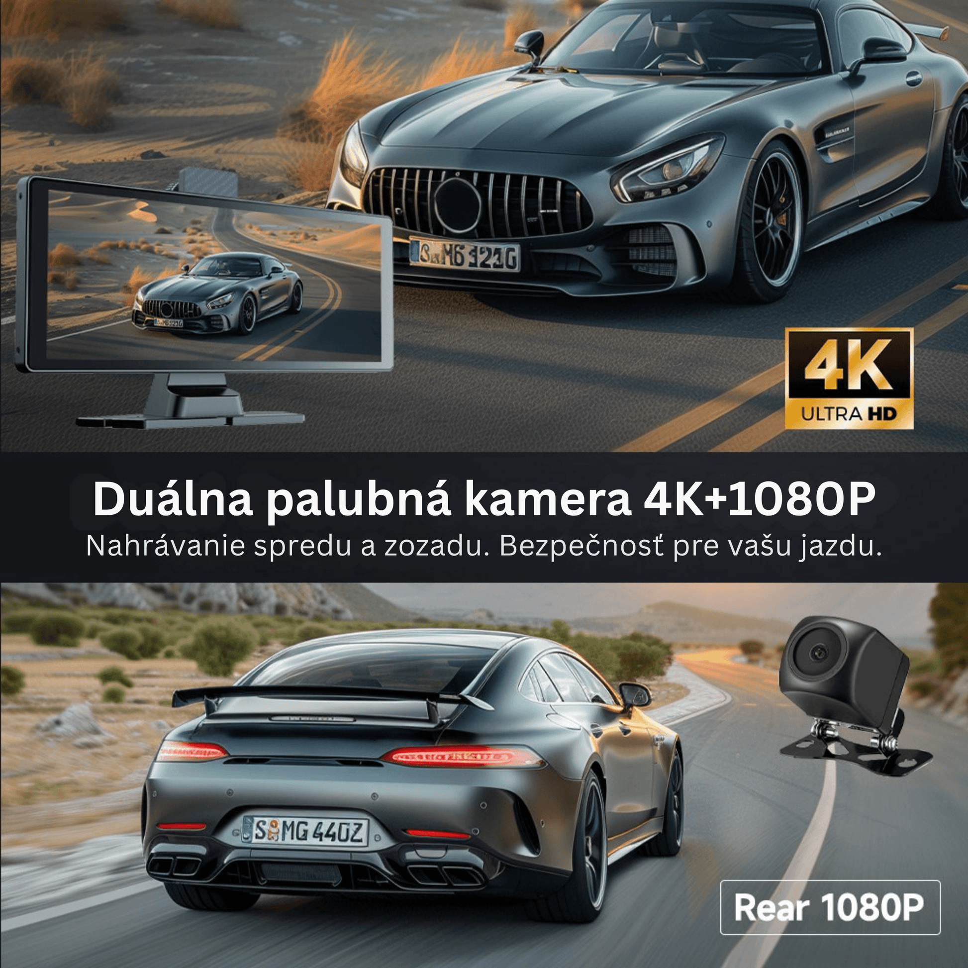 Portable CarPlay Screen with Rotatable 4K Dash Camera - Autotrendix